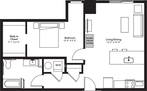a floor plan of a house with a bedroom and a living room